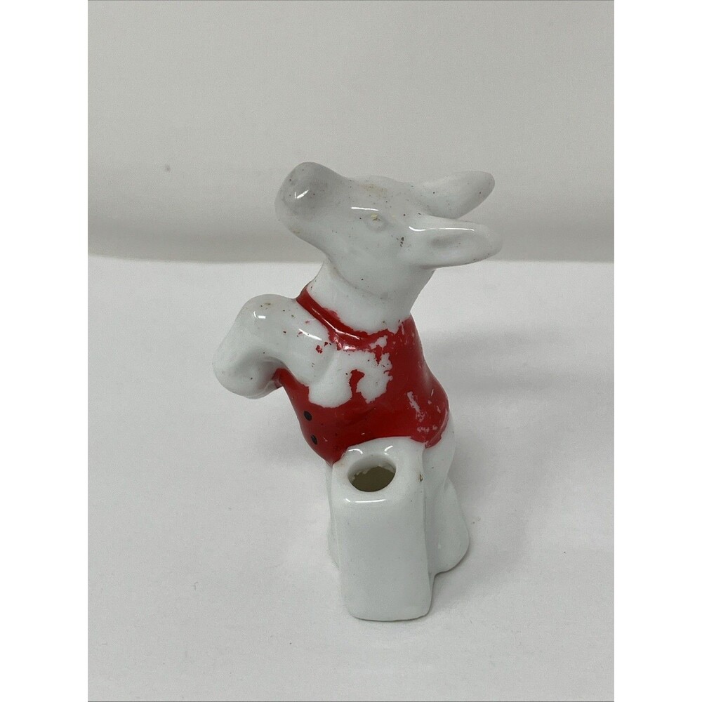 VTG Mini Porcelain Cake Candle Toothpick Holder Donkey Jacket Democrat